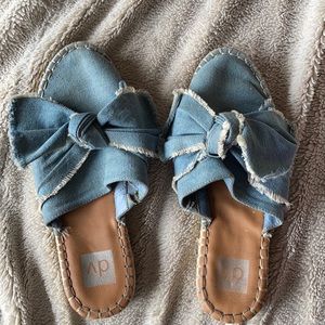 Slip on bow mules